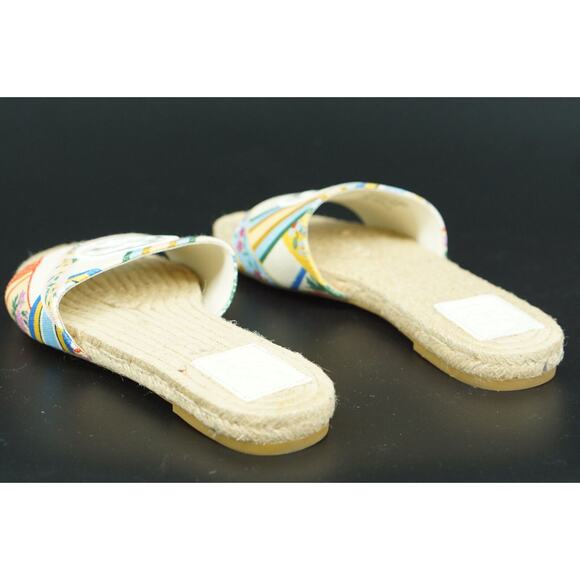 Tory Burch Benton Espadrille Slide Sandals Size 5.5 Multi Band $255 Logo - Picture 3 of 11
